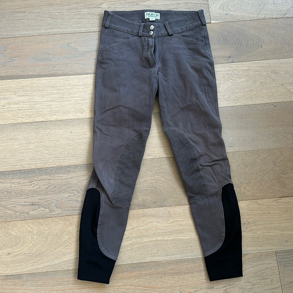 DOVER Wellesley breeches knee patch riding pants grey 26 sock bottom